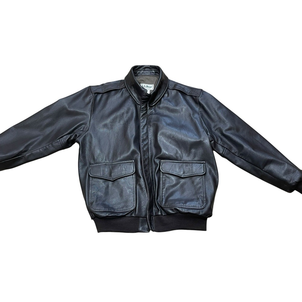 Vintage L.L.Bean Goatskin Leather Jacket Coat Made in USA Brown Bomber Men's XL